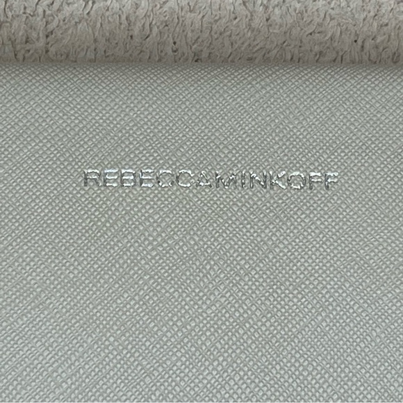 Rebecca Minkoff Saffiano Leather Envelope Zipper Trim Pouch Clutch-Gray-Designer - Picture 5 of 10